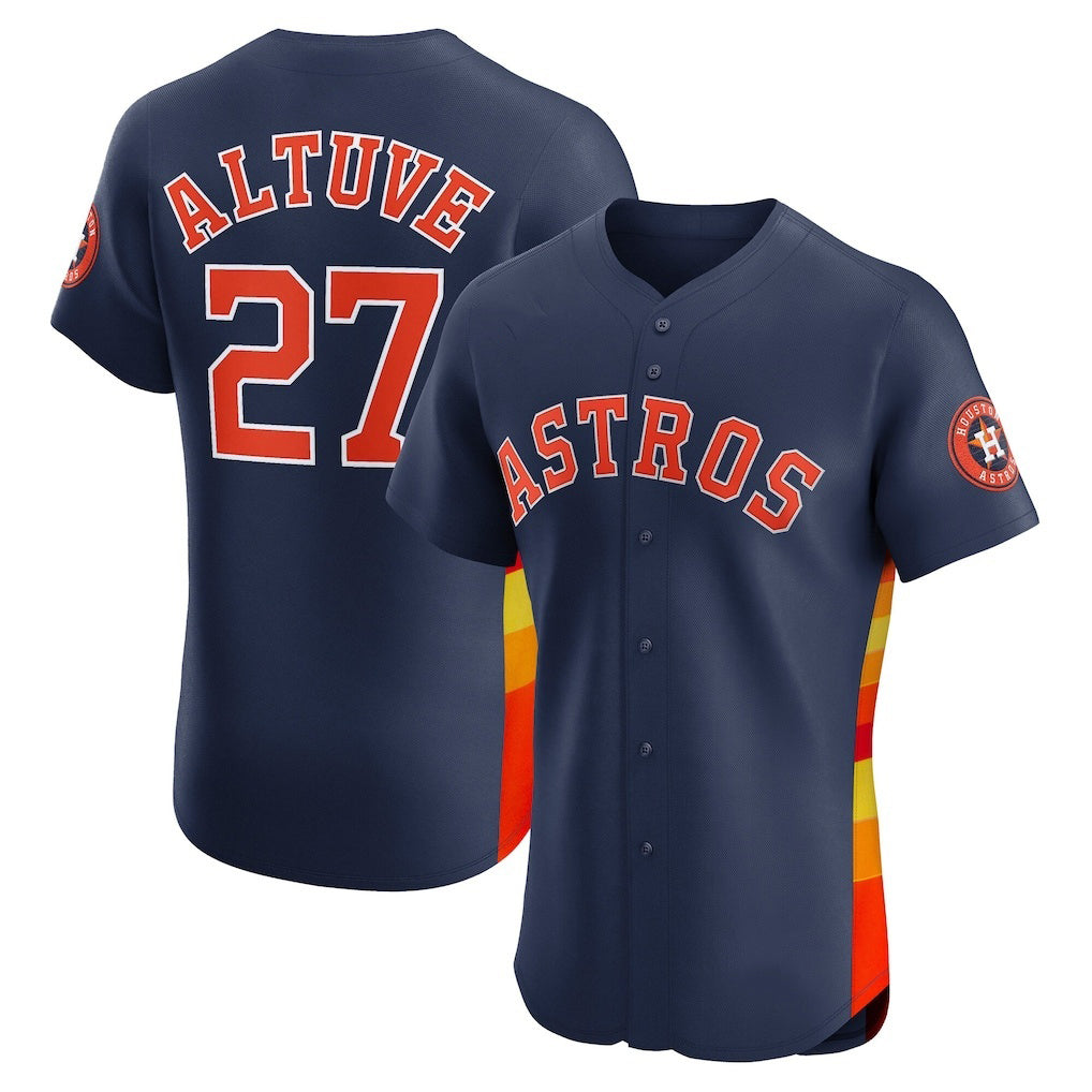 marshops Houston Astros #27 Jose Altuve Navy  Alternate 2 Elite Player Jersey