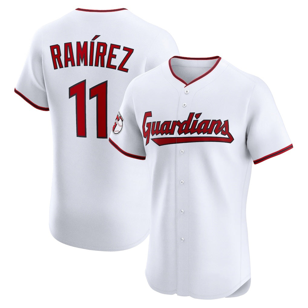 marshops Cleveland Guardians #11 Jos¨¦ Ram¨ªrez White  Home Elite Jersey