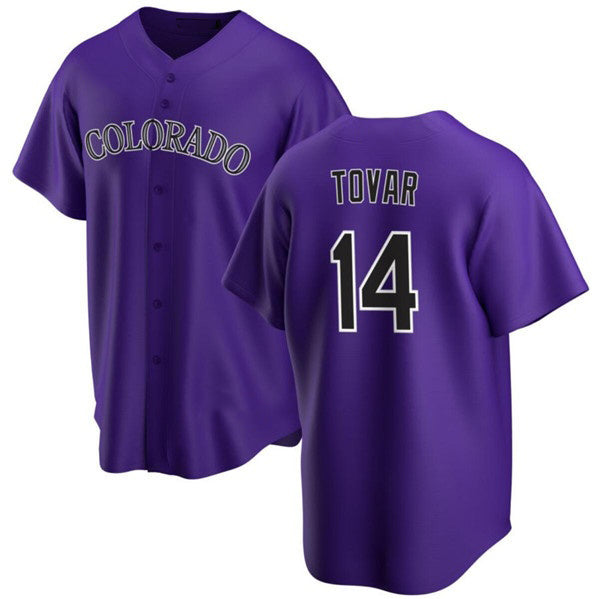 marshops Colorado Rockies #14 Ezequiel Tovar Purple  Cool Base Stitched Jersey
