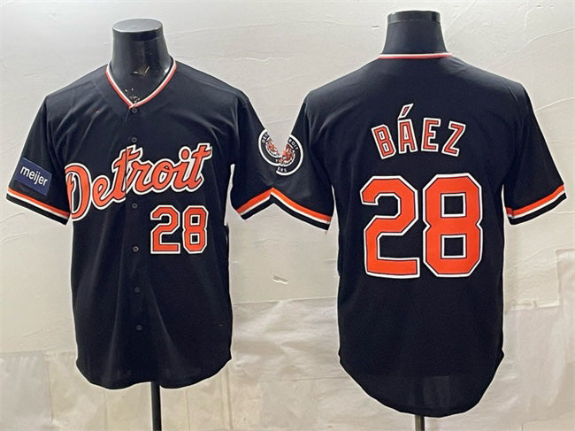 marshops Detroit Tigers #28 Javier B¨¢ez Black  2026 Meijer Patch Alternate Vapor Premier Limited Stitched Jersey