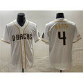 marshops Arizona Diamondbacks #4 Ketel Marte White  Gold Cool Base Stitched Jersey