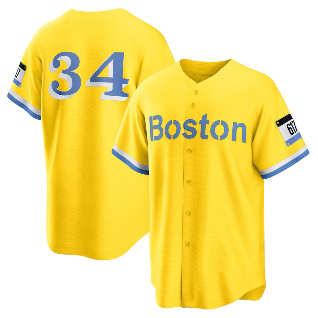 marshops Boston Red Sox #34 David Ortiz Gold  Retired Player City Connect Replica Jersey