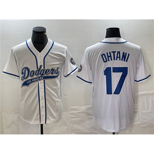 marshops Los Angeles Dodgers #17 Shohei Ohtani White  Cool Base With Patch Stitched Jersey