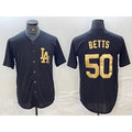 marshops Los Angeles Dodgers #50 Mookie Betts Black Gold  Cool Base Stitched Jersey