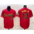 marshops Atlanta Braves #13 Ronald Acuna Jr Red Gold  World Series Champions Program Cool Base Stitched Jersey