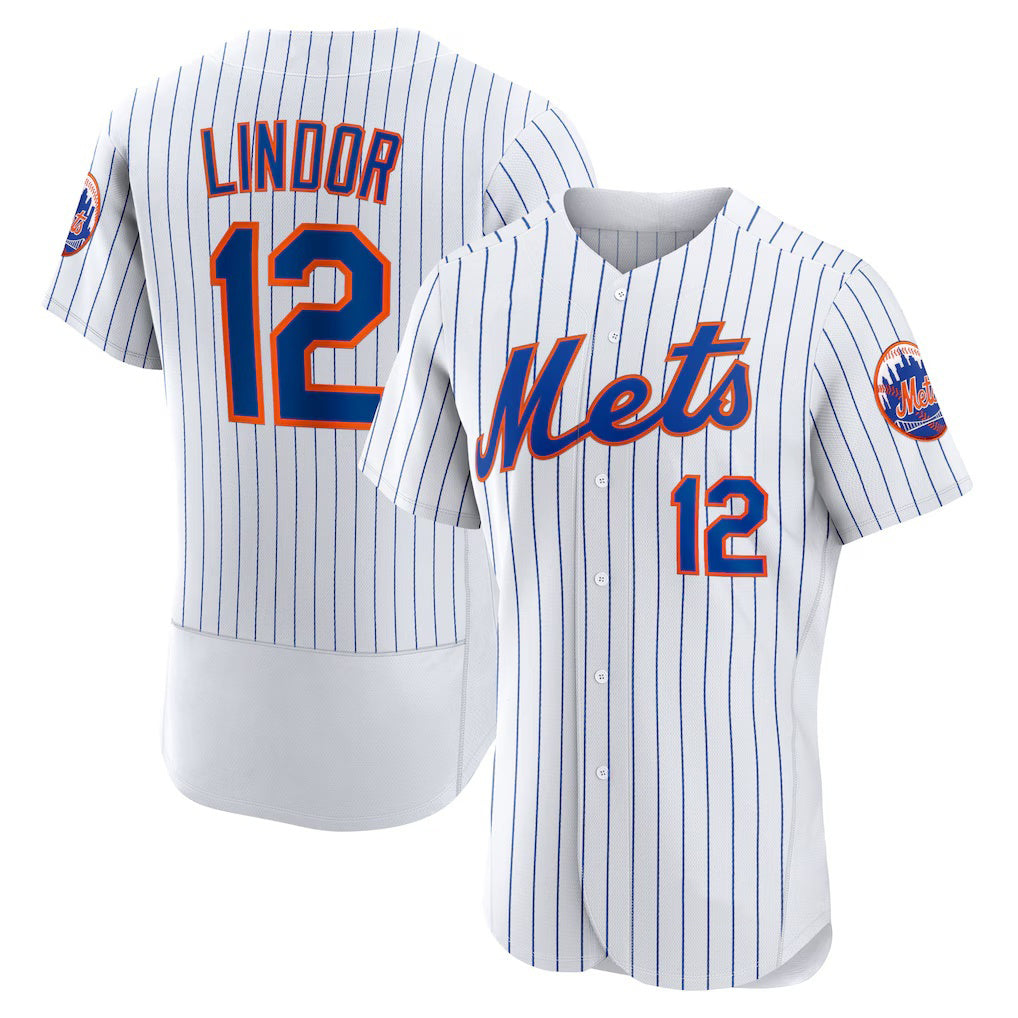 marshops New York Mets #12 Francisco Lindor White  Home Authentic Player Jersey