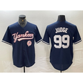 marshops New York Yankees #99 Aaron Judge Navy  With Patch Cool Base Stitched Jersey