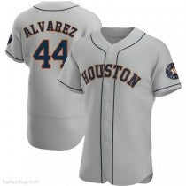 marshops Houston Astros #44 Yordan Alvarez Authentic Gray  Road Jerseys