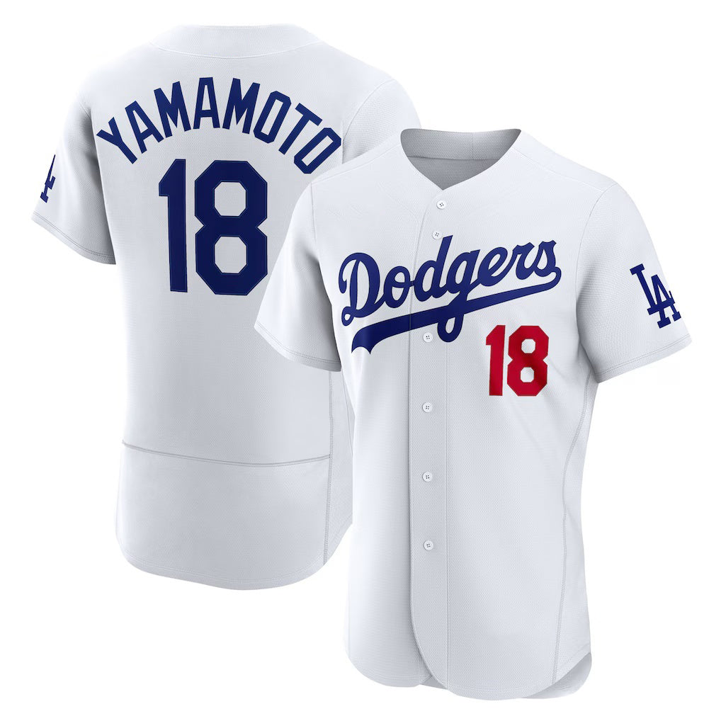 marshops Los Angeles Dodgers #18 Yoshinobu Yamamoto White  Home Authentic Jersey