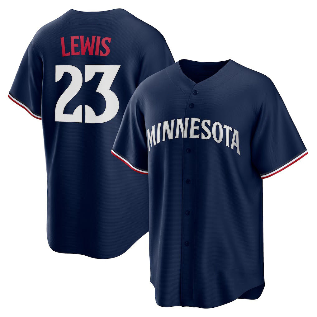 marshops Minnesota Twins #23 Royce Lewis Navy  Alternate 2 Replica Jersey