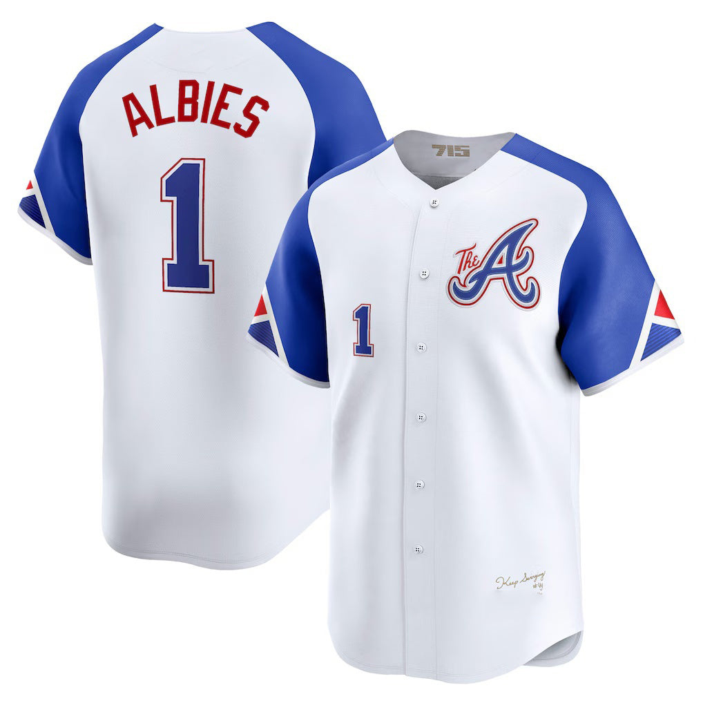 marshops Atlanta Braves #1 Ozzie Albies White  City Connect Limited Player Jersey