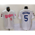marshops Los Angeles Dodgers #5 Freddie Freeman White Pink  Vin & Kobe Patch Stitched Jerseys