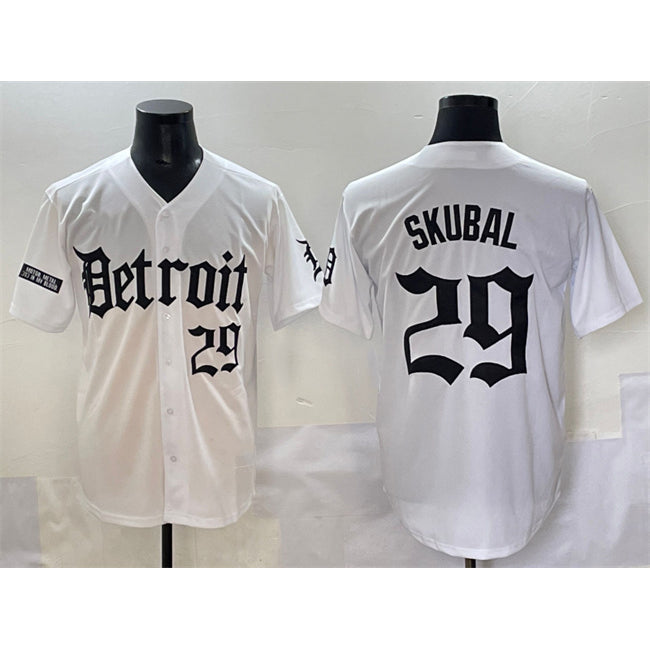 marshops Detroit Tigers #29 Tarik Skubal White  'Motor Gothic Edition' Vapor Premier Limited Stitched Jersey