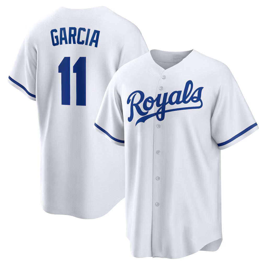 marshops Kansas City Royals #11 Maikel Garcia White  Home Replica Jersey
