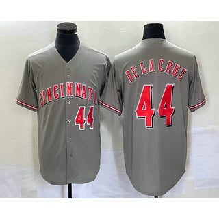 marshops  Cincinnati Reds #44 Elly De La Cruz Number Grey  Cool Base Stitched Jersey