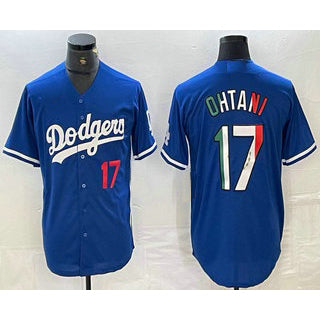 marshops Los Angeles Dodgers #17 Shohei Ohtani Number Mexico Blue  Cool Base Stitched Jerseys