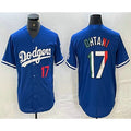 marshops Los Angeles Dodgers #17 Shohei Ohtani Number Mexico Blue  Cool Base Stitched Jerseys