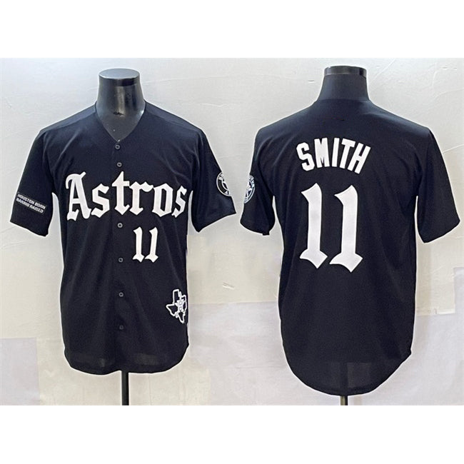 marshops Houston Astros #11 Cam Smith Black  Gothic 'Houston Born Barrio Raised' Limited Stitched Jersey