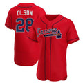 marshops Atlanta Braves #28 Matt Olson Red  Flex Base Stitched Jersey