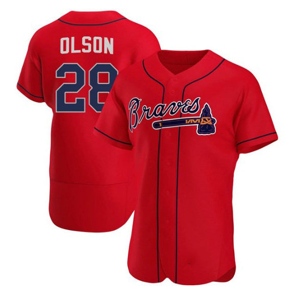marshops Atlanta Braves #28 Matt Olson Red  Flex Base Stitched Jersey