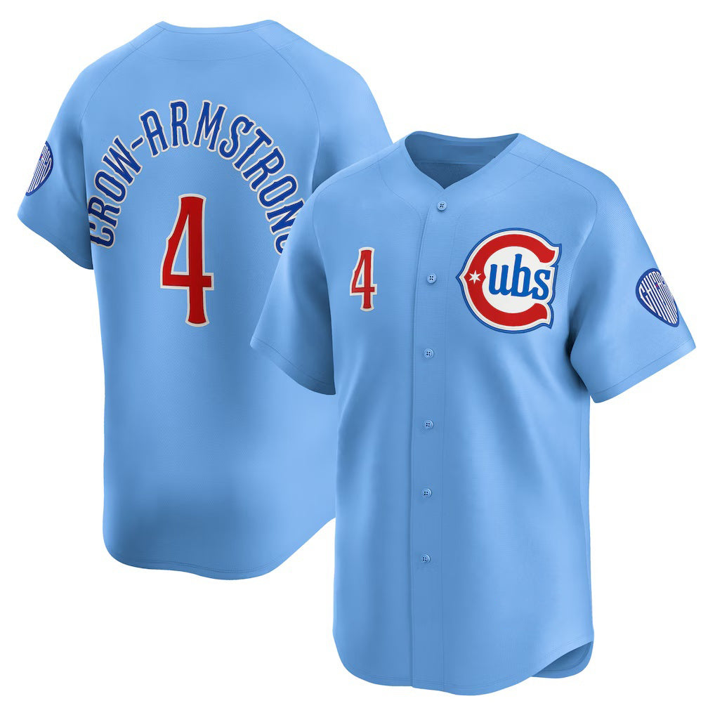 marshops Chicago Cubs #4 Pete Crow-Armstrong Light Blue  Alternate Limited Player Jersey