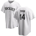 marshops Colorado Rockies #14 Ezequiel Tovar White  Cool Base Stitched Jersey