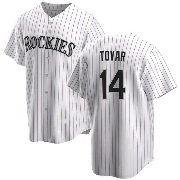 marshops Colorado Rockies #14 Ezequiel Tovar White  Cool Base Stitched Jersey