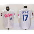 marshops Los Angeles Dodgers #17 Shohei Ohtani White Pink  Vin & Kobe Patch Stitched Jersey1