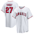 marshops Los Angeles Angels #27 Mike Trout White  Home Replica Player Name Jersey