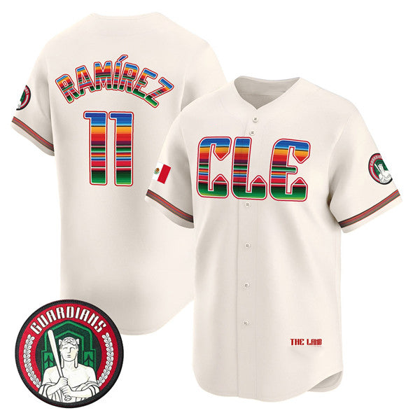 marshops Cleveland Guardians #11 Jos¨¦ Ram¨ªrez Cream  Mexico Vapor Premier Limited Stitched Jersey