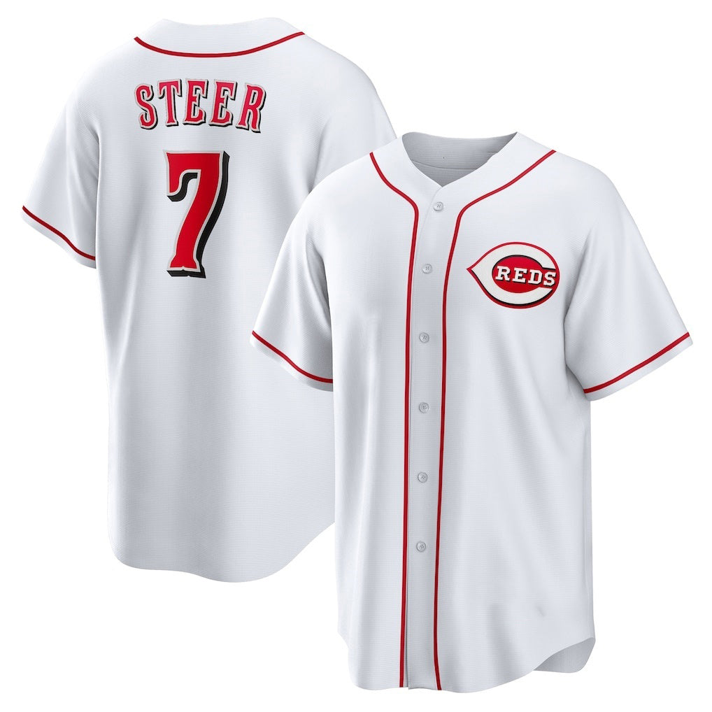 marshops  Cincinnati Reds #7 Spencer Steer White  Home Replica Jersey