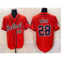 marshops Detroit Tigers #28 Javier B¨¢ez Orange  With Patch Vapor Premier Limited Stitched Jersey