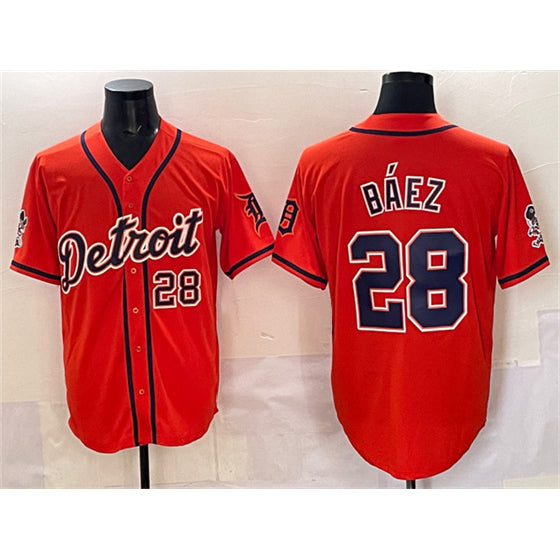 marshops Detroit Tigers #28 Javier B¨¢ez Orange  With Patch Vapor Premier Limited Stitched Jersey
