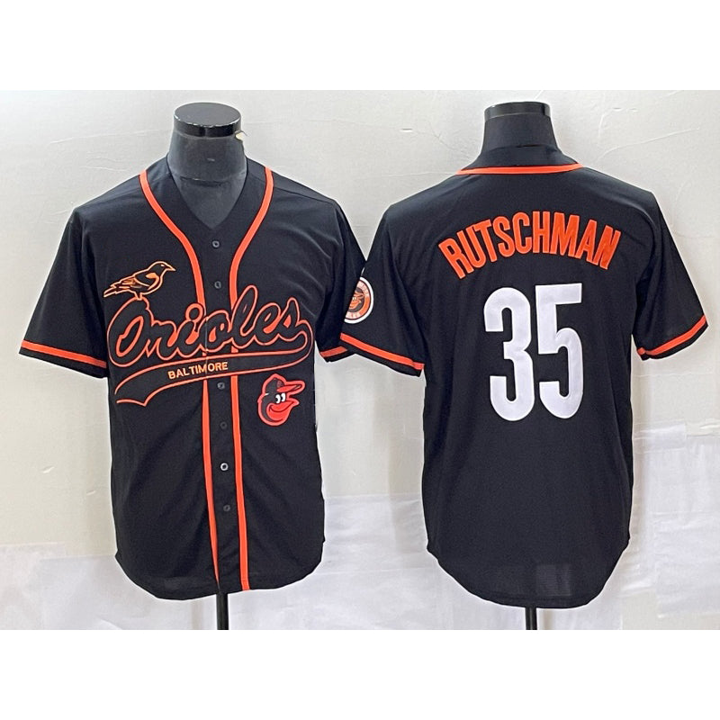 marshops Baltimore Orioles #35 Adley Rutschman Black  With Patch Cool Base Stitched Jersey