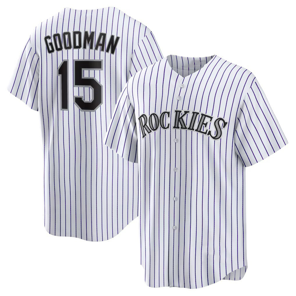 marshops Colorado Rockies #15 Hunter Goodman White  Home Replica Jersey