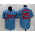 marshops Minnesota Twins #25 Byron Buxton Light Blue  Pullover Throwback Cooperstown Jersey
