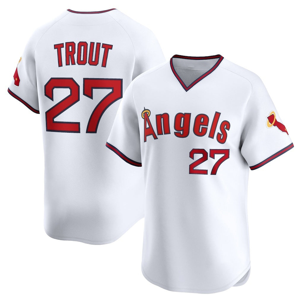 marshops Los Angeles Angels #27 Mike Trout White  Alternate Limited Jersey