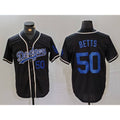 marshops Los Angeles Dodgers #50 Mookie Betts Number Black  Cool Base With Patch Stitched Jerseys