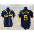 marshops Milwaukee Brewers #9 Bob Uecker Navy  With Home Patch Limited Stitched Jersey