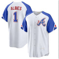 marshops Atlanta Braves #1 Ozzie Albies White  2023 City Connect Cool Base Stitched Jersey