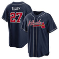 marshops Atlanta Braves #27 Austin Riley Navy  Alternate Replica Jersey