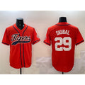 marshops Detroit Tigers #29 Tarik Skubal Orange  With Patch Cool Base Stitched Jersey 2