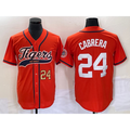 marshops Detroit Tigers #24 Miguel Cabrera Number Orange  Cool Base Stitched Jersey