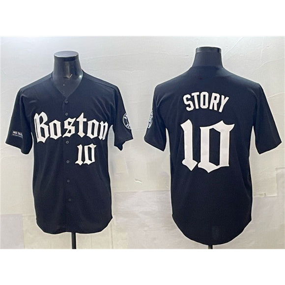 marshops Boston Red Sox #10 Trevor Story Black  Gothic Vapor Limited Stitched Jersey