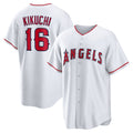 marshops Los Angeles Angels #16 Yusei Kikuchi White  Home Replica Jersey