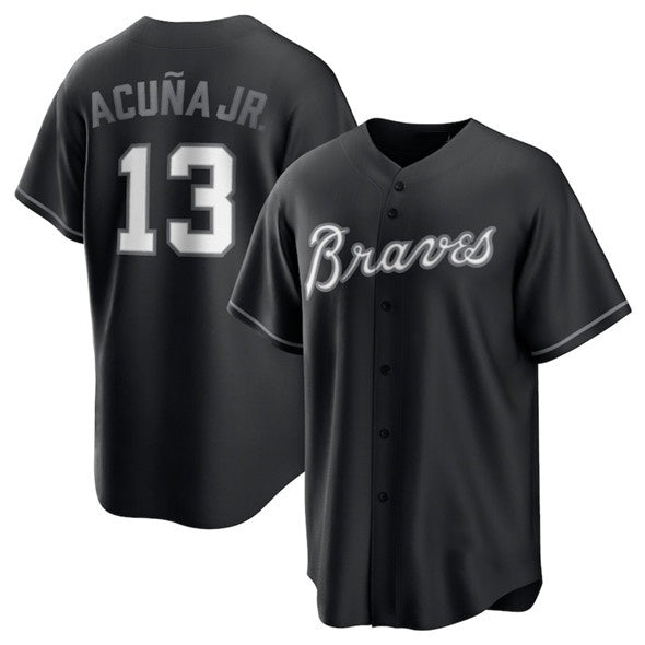 marshops Atlanta Braves #13 Ronald Acuna Jr. Black  Lights Out Limited Stitched Jersey