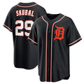 marshops Detroit Tigers #29 Tarik Skubal Black  Out Stitched Jersey