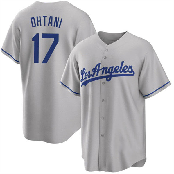 marshops Los Angeles Dodgers #17 Shohei Ohtani Gray  Cool Base Stitched Jersey